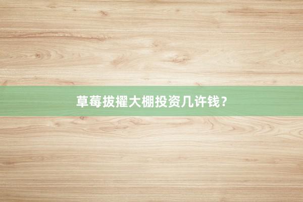 草莓拔擢大棚投资几许钱？