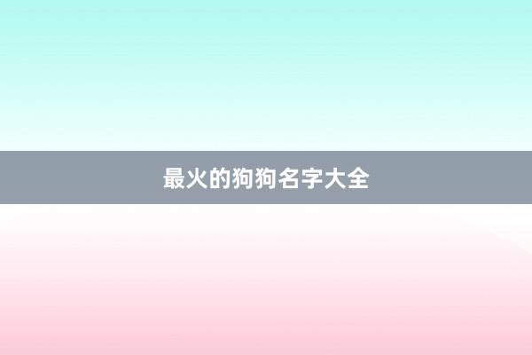 最火的狗狗名字大全